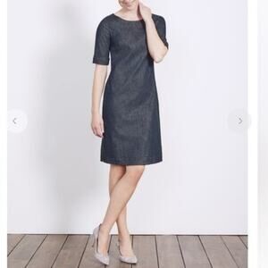 Boden Freya denim sheath dress stretch 4 long blue